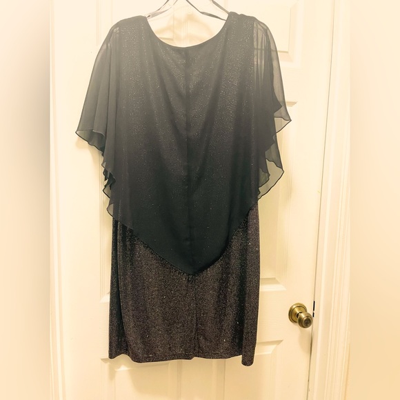 En Focus Studio Cocktail Dress Gold W/ Black Sheer Blouson Top Layer Sz 16 W - Picture 7 of 7